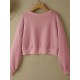 Women Long Sleeve Solid Round Necked Narrow Hem Pullover Sweatshirt Women Long Sleeve Solid Round Necked Narrow Hem Pullover Sweatshirt