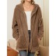 Women Plush Coat Open Front Side Pockets Casual Hooded Sweatshirt Women Plush Coat Open Front Side Pockets Casual Hooded Sweatshirt