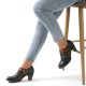 Genuine Leather Comfy Side zip Retro Belt Buckle Decor Floral Heels Genuine Leather Comfy Side zip Retro Belt Buckle Decor Floral Heels