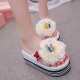 Women Flowers Butterfly Decor Clip Toe Beach Platform Slippers Women Flowers Butterfly Decor Clip Toe Beach Platform Slippers