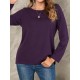 Women Solid Color Basic Designed Pleats Round Neck Long Sleeve Casual Blouses Women Solid Color Basic Designed Pleats Round Neck Long Sleeve Casual Blouses