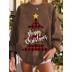 Women Christmas Tree Printed Letter Round Neck Casual Pullover Sweatshirt Women Christmas Tree Printed Letter Round Neck Casual Pullover Sweatshirt