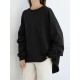 Women Loose Thick Back Fork High Low Solid Casual Pullover Sweatshirt Women Loose Thick Back Fork High Low Solid Casual Pullover Sweatshirt